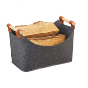 Firewood Basket with Wooden Handle
